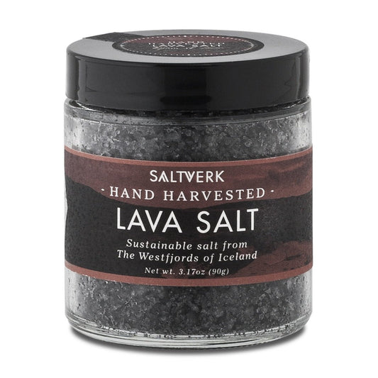 Lava-Salz Kennenlernset von Saltverk im Glas – schwarzes Meersalz aus Island