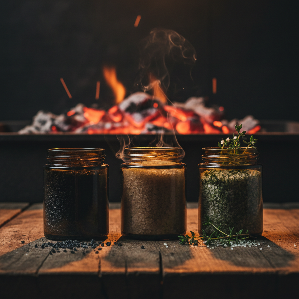 Grill & BBQ Bundle – Lava Salz, Rauchsalz Birke und Thymian Salz